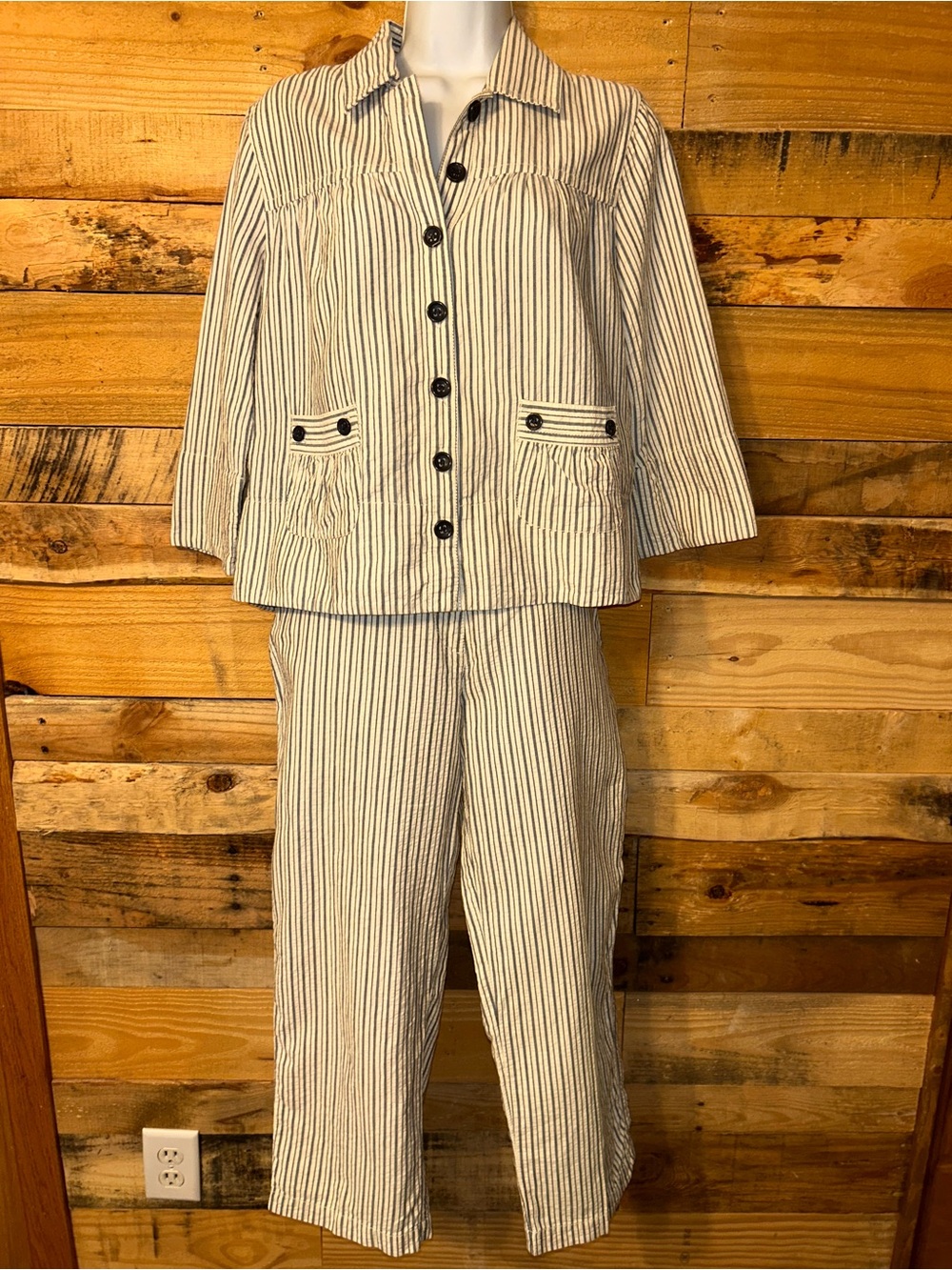 Brandon Thomas 100% Cotton 2-Piece Pants Suit W/Jacket Sz S